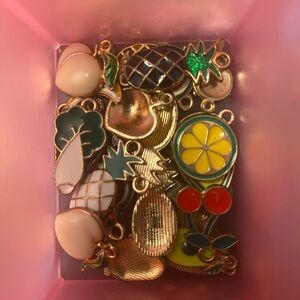 Mixed Gold and Multicolor Fruit Charms